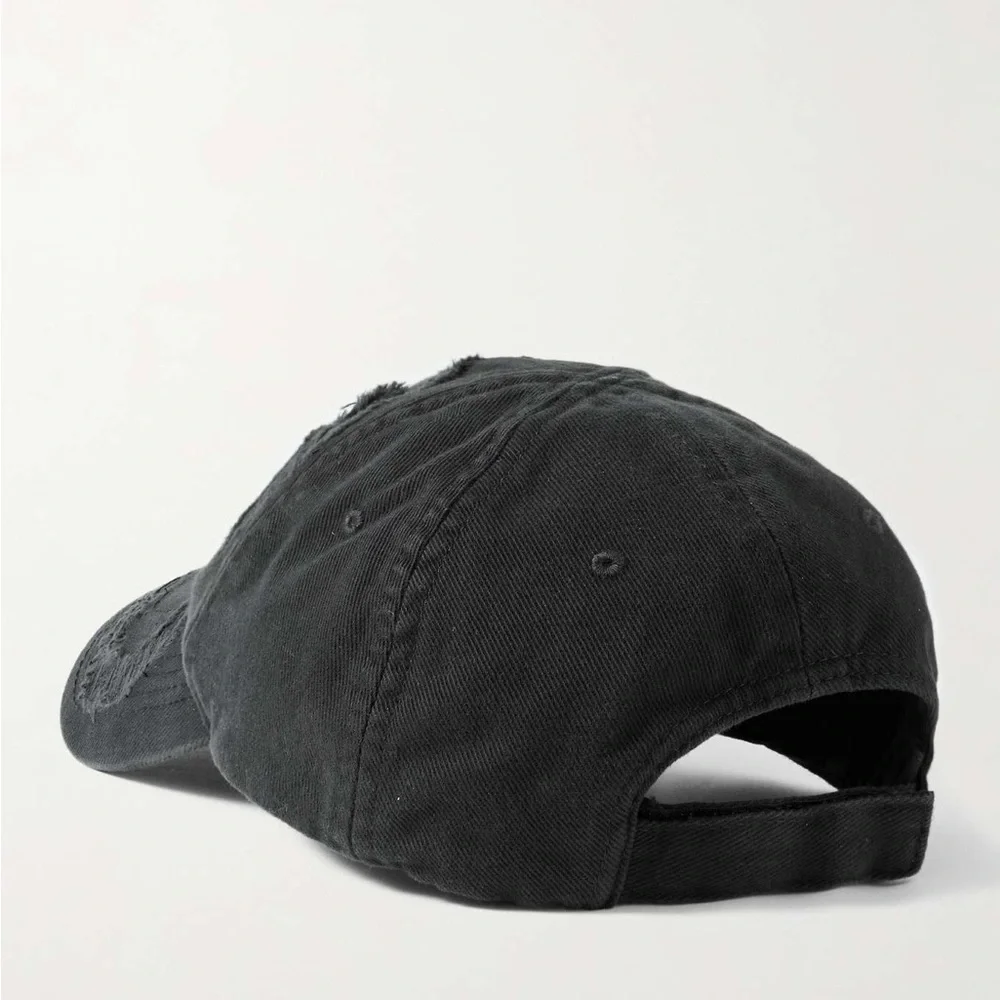 Balenciaga BB Distressed Logo-Embroidered Cotton-Twill Baseball Cap - Picture 2 of 4